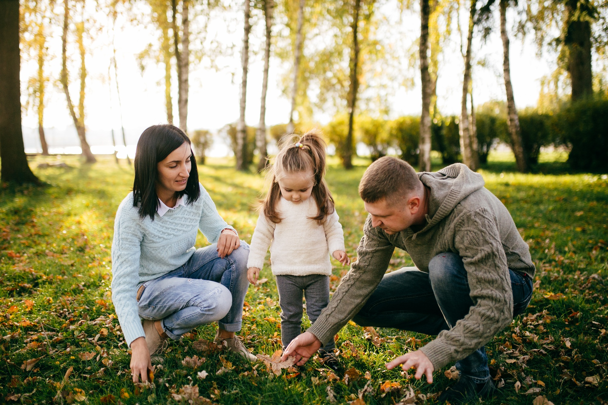 Family in green nature together