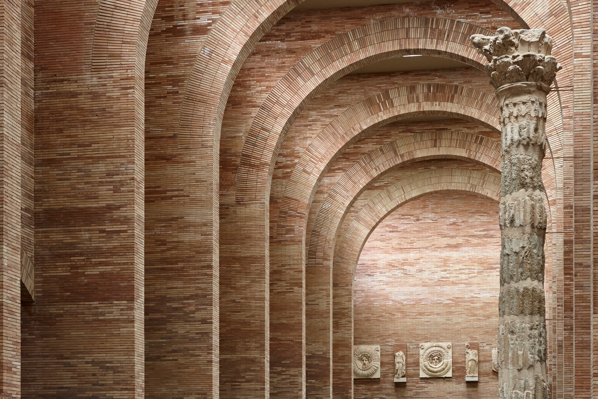 Roman museum interior in Merida. Caceres, Extremadura. Spanish architecture